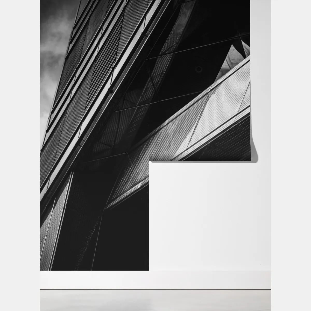 Fototapeta geometryczna fasada w monochromie – Wallissimo® Fototapeta geometryczna fasada w monochromie – Wallissimo®