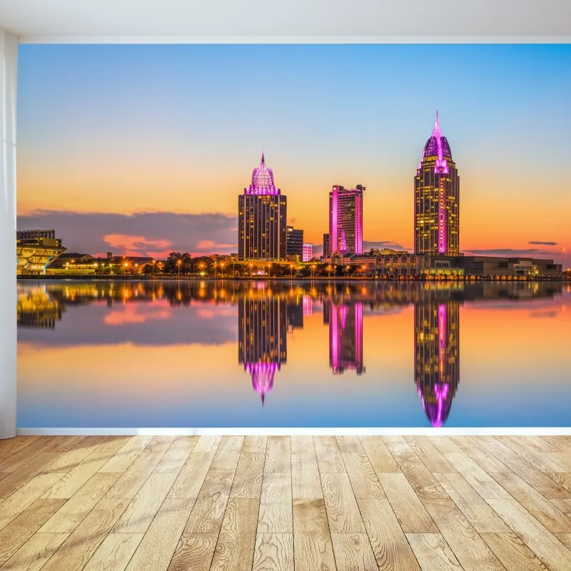 Fototapeta panorama Mobile o zachodzie słońca – Wallissimo® Fototapeta panorama Mobile o zachodzie słońca – Wallissimo®