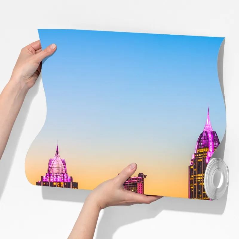 Fototapeta panorama Mobile o zachodzie słońca – Wallissimo® Fototapeta panorama Mobile o zachodzie słońca – Wallissimo®