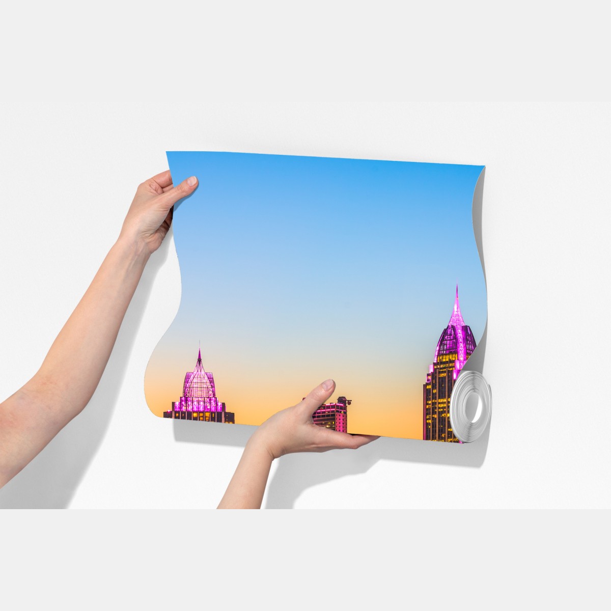 Fototapeta panorama Mobile o zachodzie słońca – Wallissimo® Fototapeta panorama Mobile o zachodzie słońca – Wallissimo®