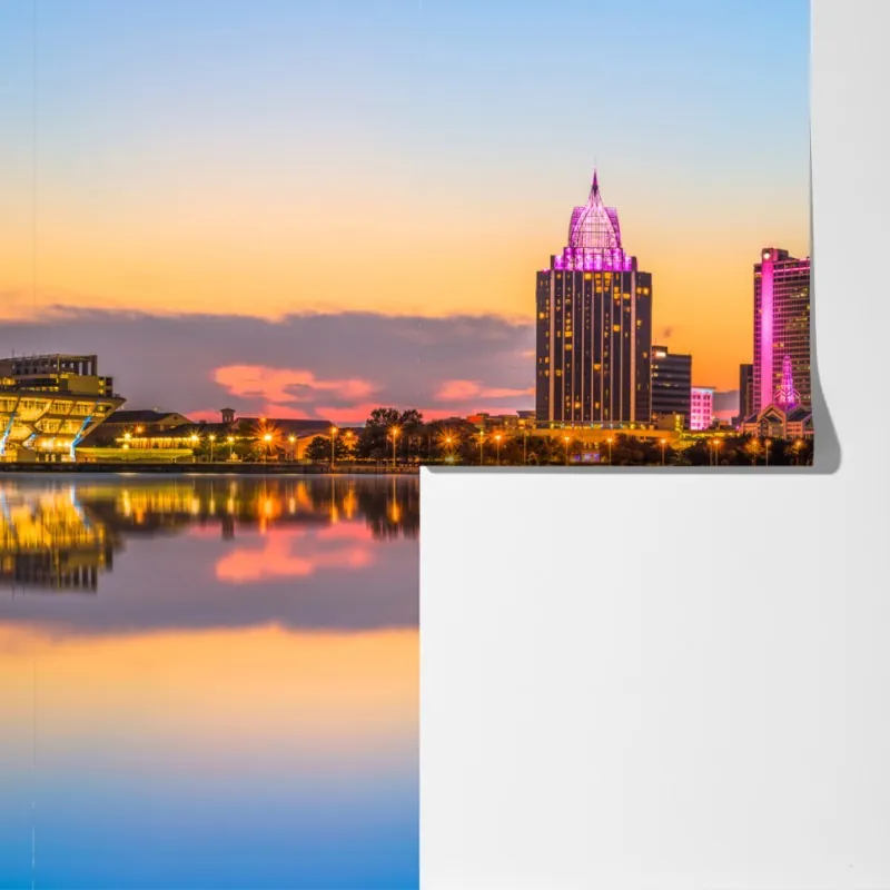 Fototapeta panorama Mobile o zachodzie słońca – Wallissimo® Fototapeta panorama Mobile o zachodzie słońca – Wallissimo®