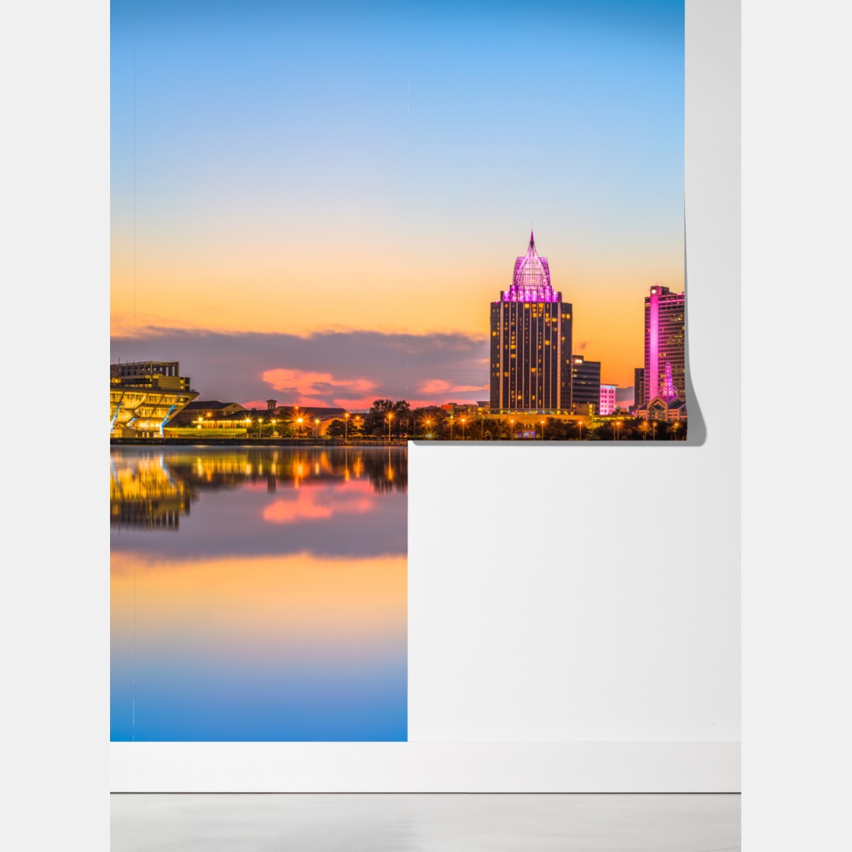 Fototapeta panorama Mobile o zachodzie słońca – Wallissimo® Fototapeta panorama Mobile o zachodzie słońca – Wallissimo®