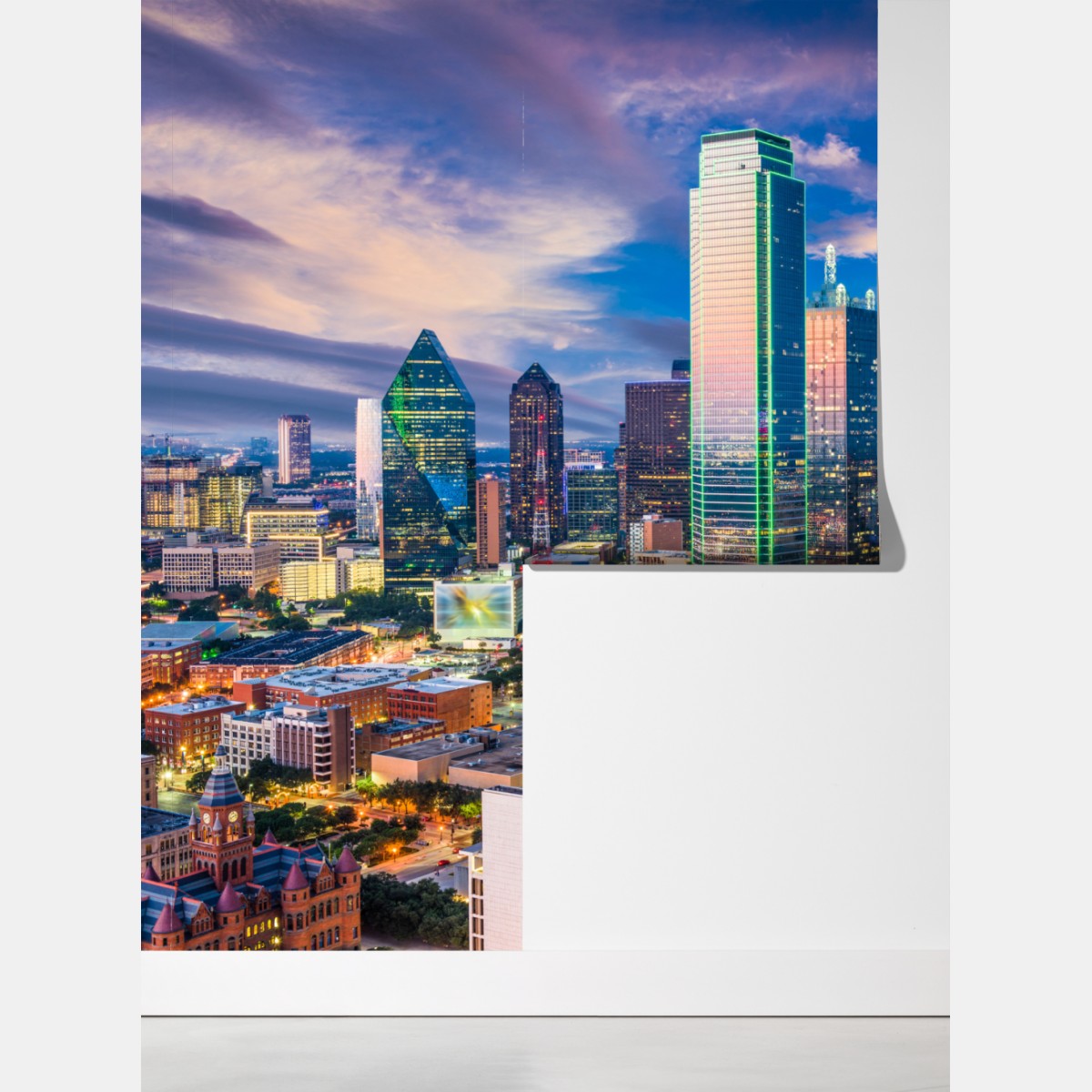 Fototapeta Dallas panorama miasta o zachodzie słońca – Wallissimo® Fototapeta Dallas panorama miasta o zachodzie słońca – Wallissimo®