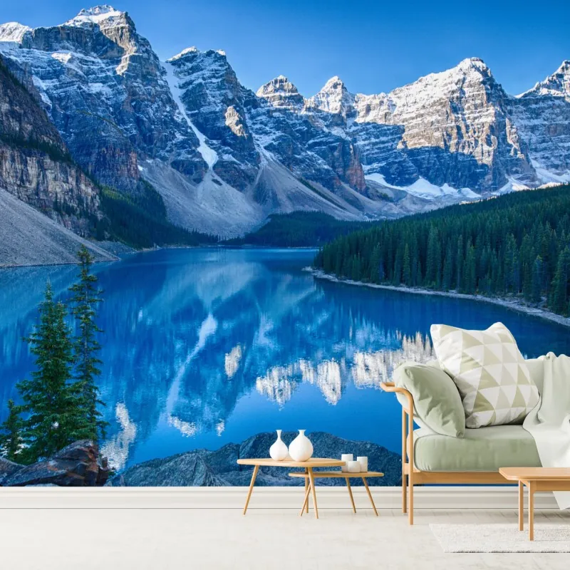 Fototapeta spokojne jezioro górskie z odbiciem – Wallissimo® Fototapeta spokojne jezioro górskie z odbiciem – Wallissimo®