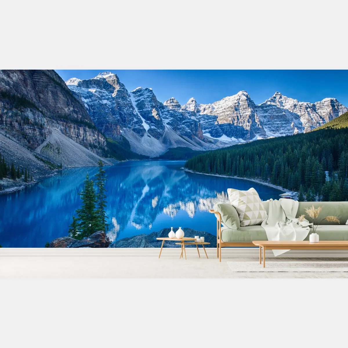 Fototapeta spokojne jezioro górskie z odbiciem – Wallissimo® Fototapeta spokojne jezioro górskie z odbiciem – Wallissimo®