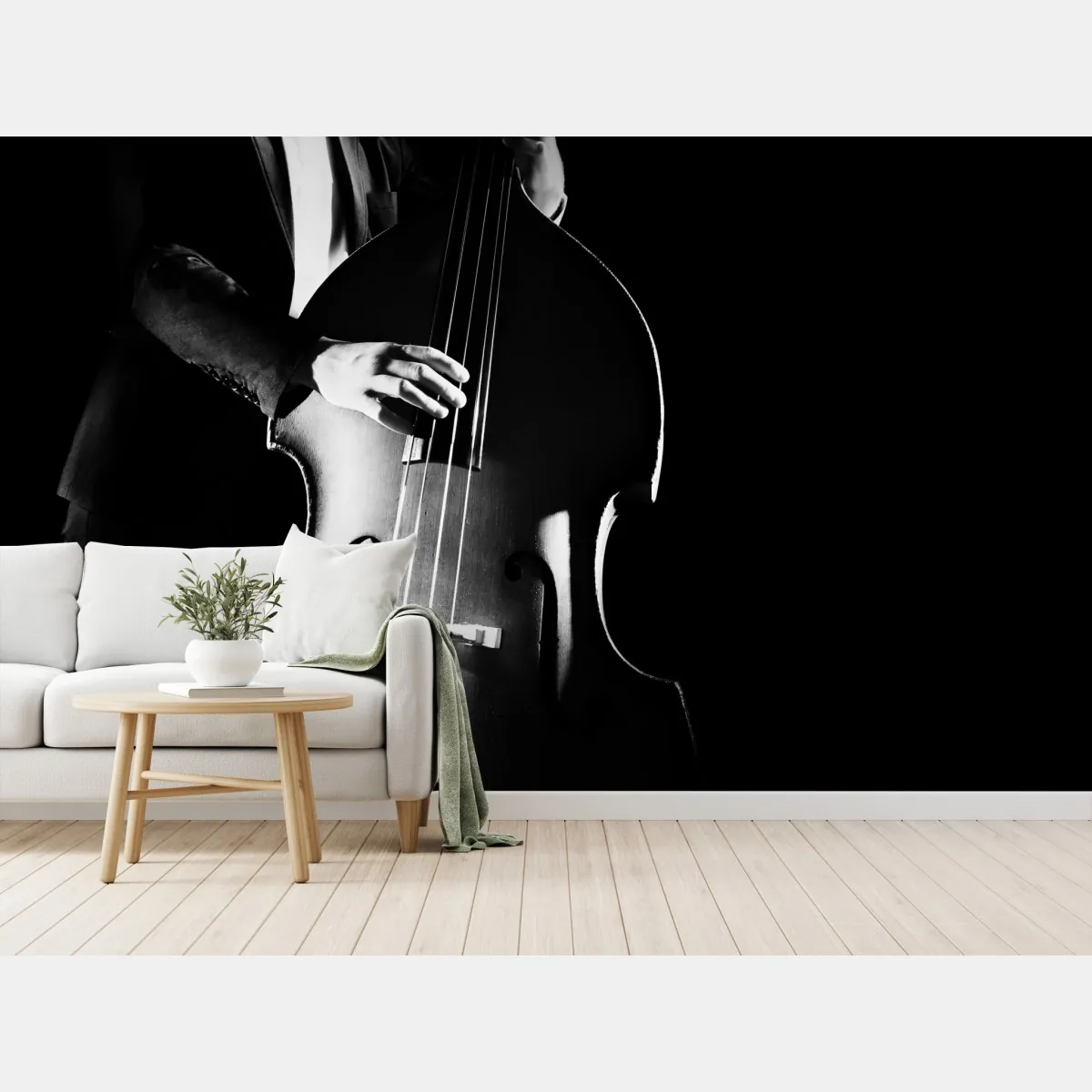 Fototapeta kontrabasista w dramatycznym świetle – Wallissimo® Fototapeta kontrabasista w dramatycznym świetle – Wallissimo®