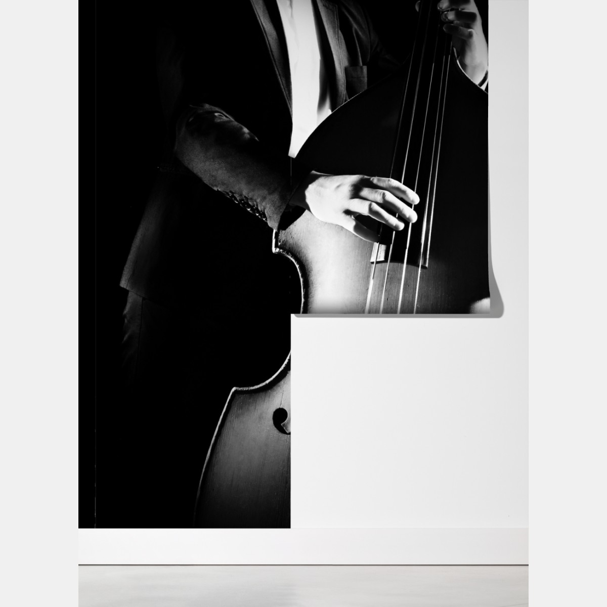 Fototapeta kontrabasista w dramatycznym świetle – Wallissimo® Fototapeta kontrabasista w dramatycznym świetle – Wallissimo®