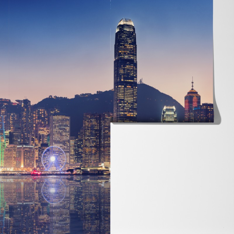 Fototapeta Hongkong panorama miasta o zmierzchu – Wallissimo® Fototapeta Hongkong panorama miasta o zmierzchu – Wallissimo®