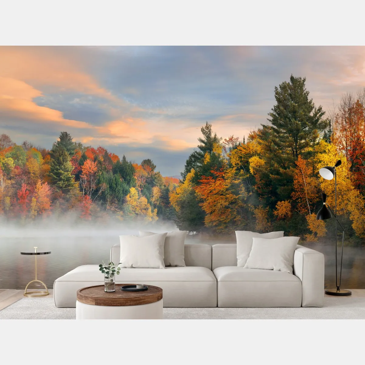 Fototapeta mglisty jesienny poranek w Stowe – Wallissimo® Fototapeta mglisty jesienny poranek w Stowe – Wallissimo®