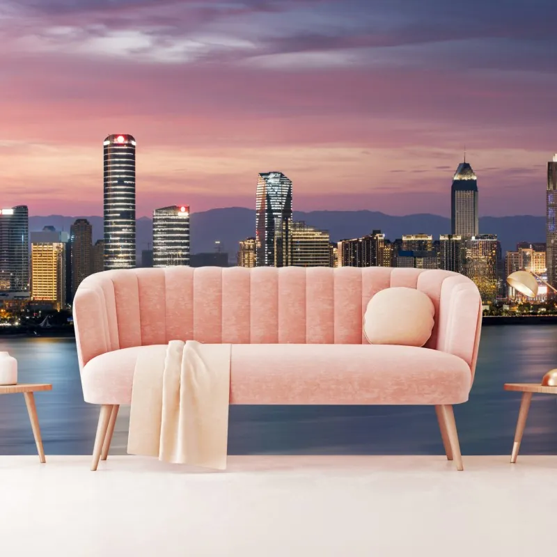 Fototapeta spokojna panorama miasta o zmierzchu