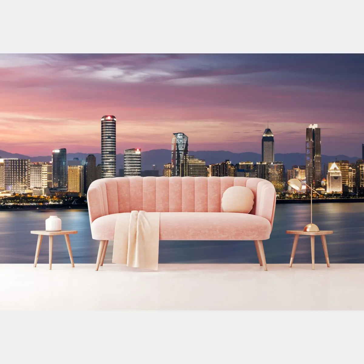 Fototapeta spokojna panorama miasta o zmierzchu – Wallissimo® Fototapeta spokojna panorama miasta o zmierzchu – Wallissimo®