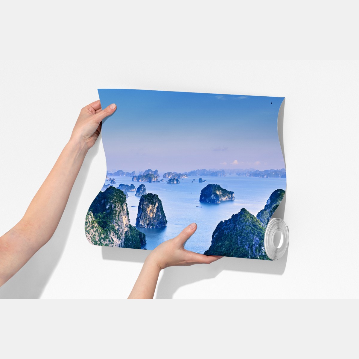 Fototapeta zatoka Ha Long panorama wapiennych wysp – Wallissimo® Fototapeta zatoka Ha Long panorama wapiennych wysp – Wallissimo®