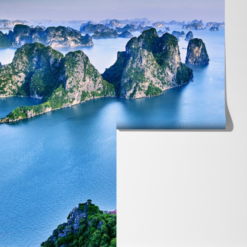 Fototapeta zatoka Ha Long panorama wapiennych wysp – Wallissimo® Fototapeta zatoka Ha Long panorama wapiennych wysp – Wallissimo®