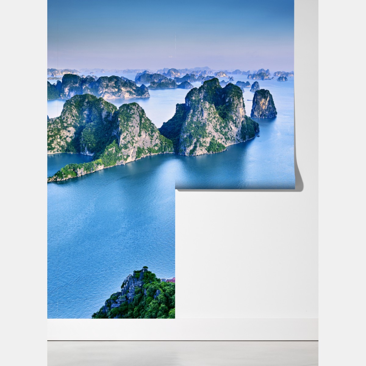 Fototapeta zatoka Ha Long panorama wapiennych wysp – Wallissimo® Fototapeta zatoka Ha Long panorama wapiennych wysp – Wallissimo®