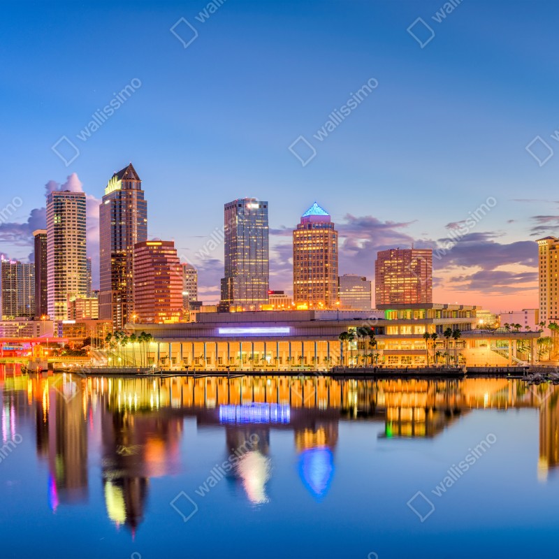 Fototapeta panorama Tampy o zmierzchu – Wallissimo® Fototapeta panorama Tampy o zmierzchu – Wallissimo®