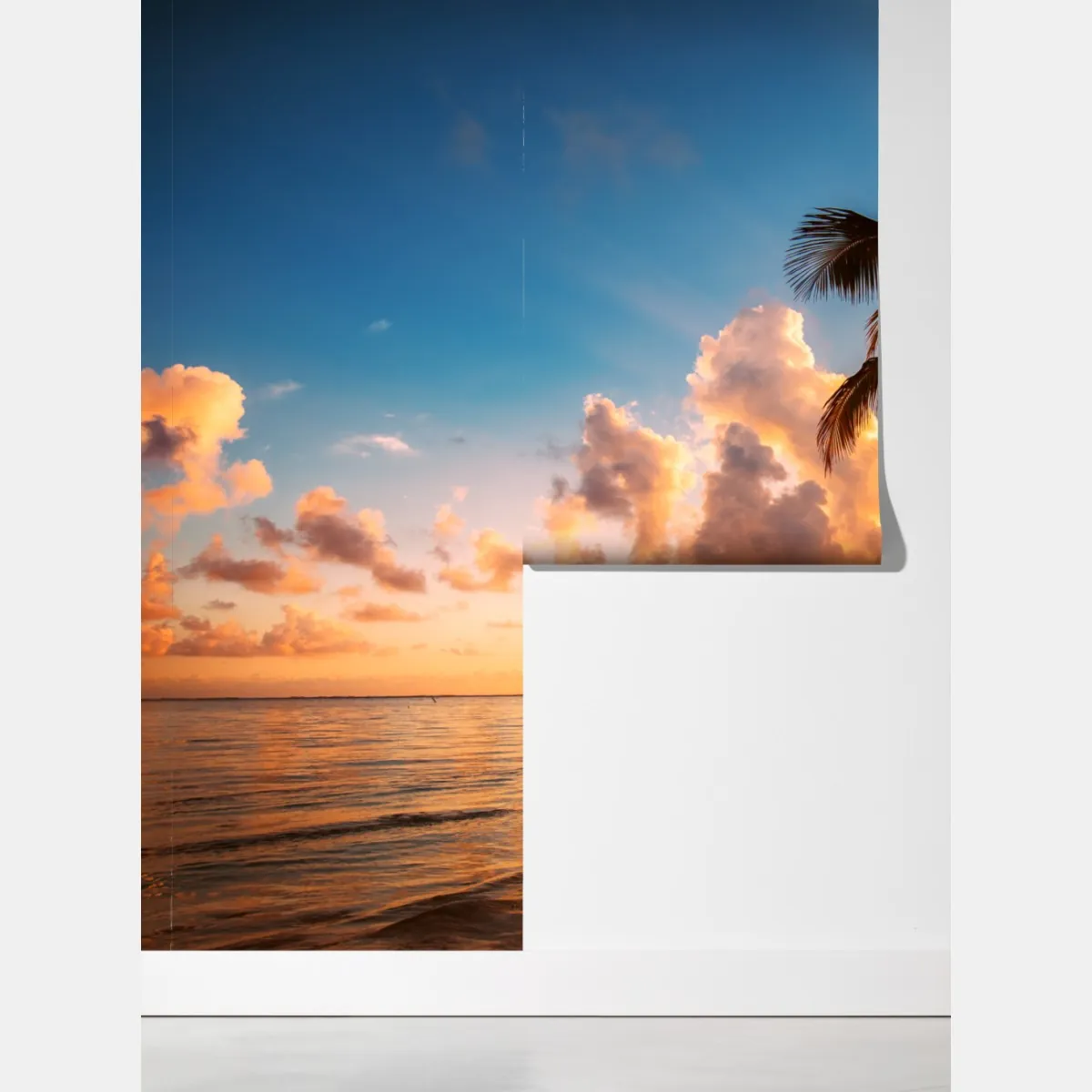 Fototapeta tropikalny zachód słońca z sylwetkami palm, Dominikana – Wallissimo® Fototapeta tropikalny zachód słońca z sylwetkami palm, Dominikana – Wallissimo®