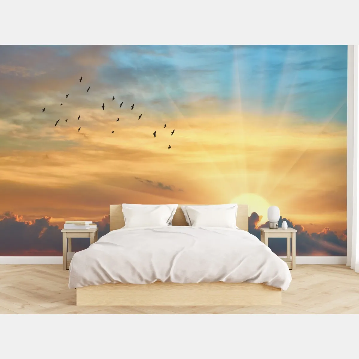 Fototapeta złoty wschód słońca nad chmurami – Wallissimo® Fototapeta złoty wschód słońca nad chmurami – Wallissimo®