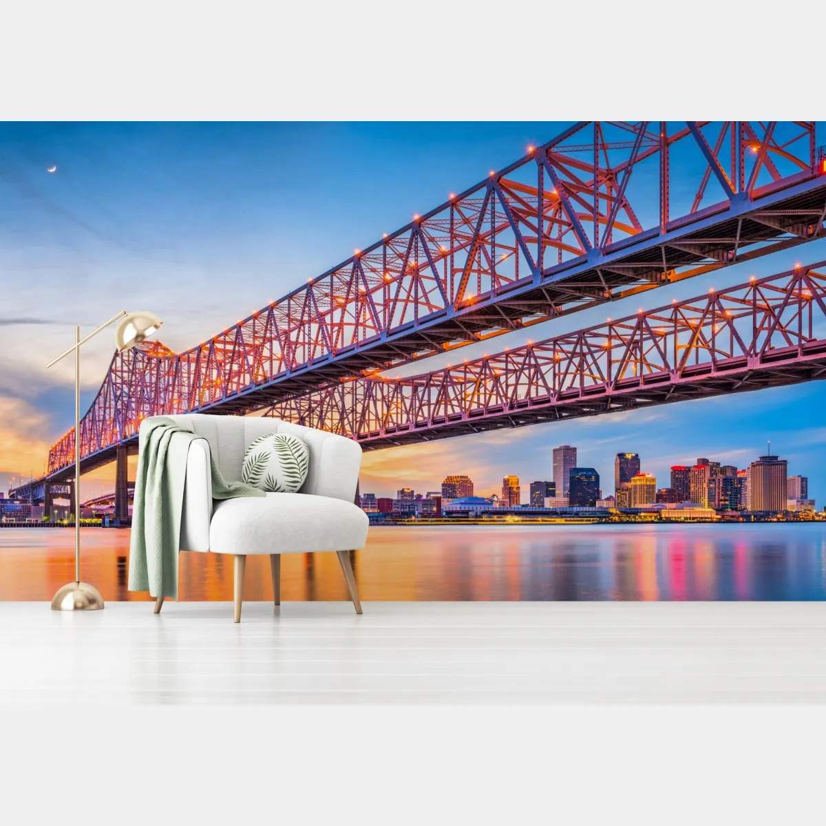 Fototapeta most Crescent City Connection o zachodzie słońca, New Orleans – Wallissimo® Fototapeta most Crescent City Connection o zachodzie słońca, New Orleans – Wallissimo®