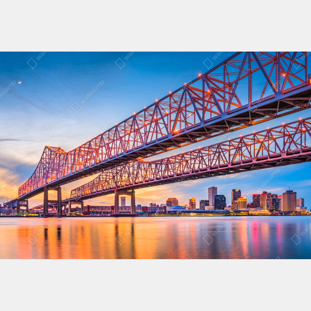 Fototapeta most Crescent City Connection o zachodzie słońca, New Orleans – Wallissimo® Fototapeta most Crescent City Connection o zachodzie słońca, New Orleans – Wallissimo®