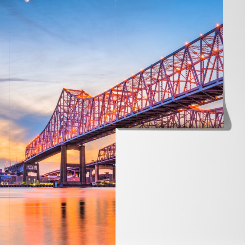 Fototapeta most Crescent City Connection o zachodzie słońca, New Orleans – Wallissimo® Fototapeta most Crescent City Connection o zachodzie słońca, New Orleans – Wallissimo®