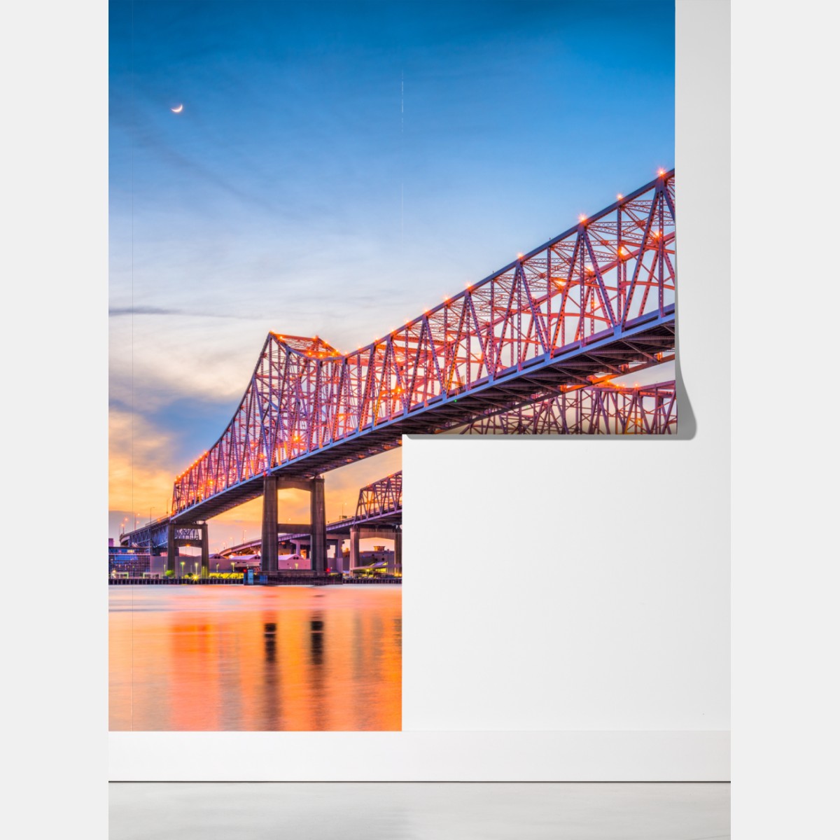 Fototapeta most Crescent City Connection o zachodzie słońca, New Orleans – Wallissimo® Fototapeta most Crescent City Connection o zachodzie słońca, New Orleans – Wallissimo®
