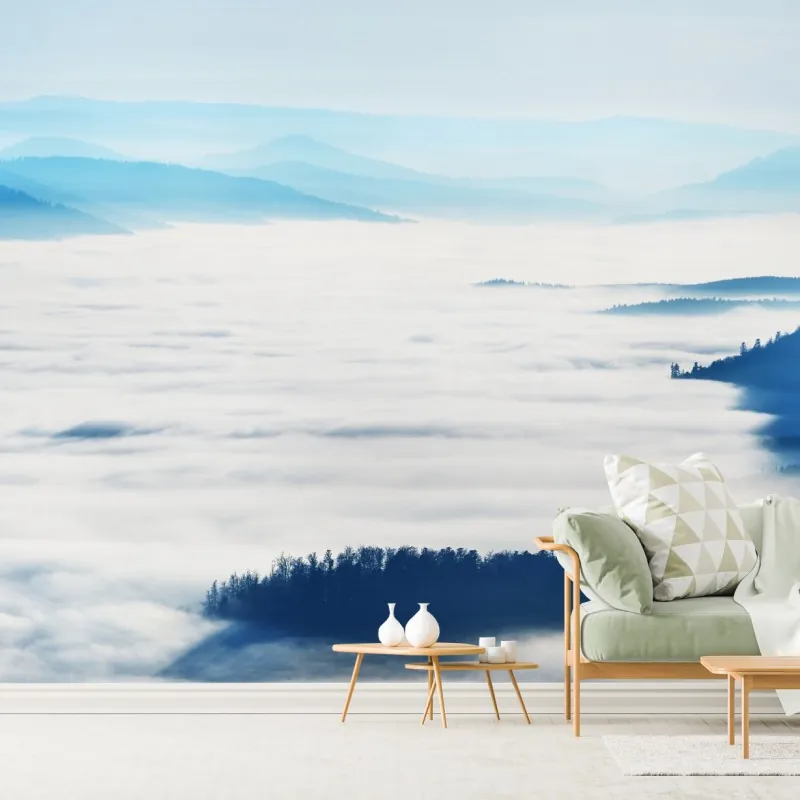 Fototapeta mglista panorama górska nad doliną