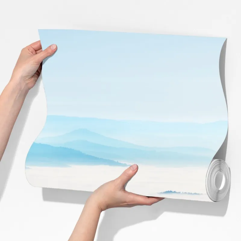 Fototapeta mglista panorama górska nad doliną – Wallissimo® Fototapeta mglista panorama górska nad doliną – Wallissimo®