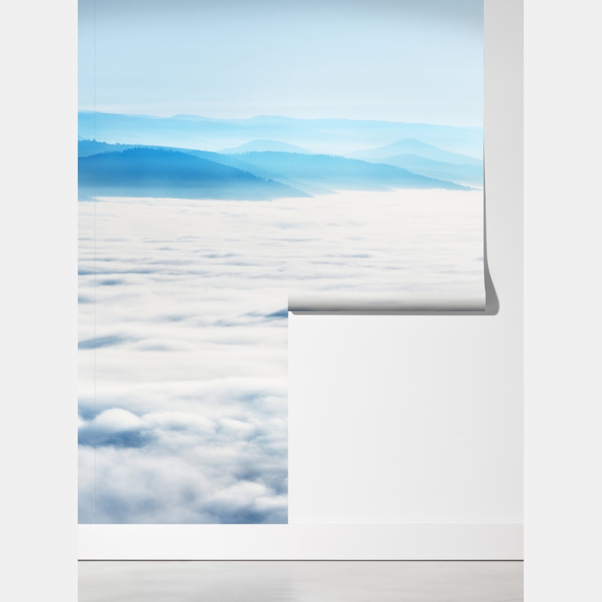 Fototapeta mglista panorama górska nad doliną – Wallissimo® Fototapeta mglista panorama górska nad doliną – Wallissimo®