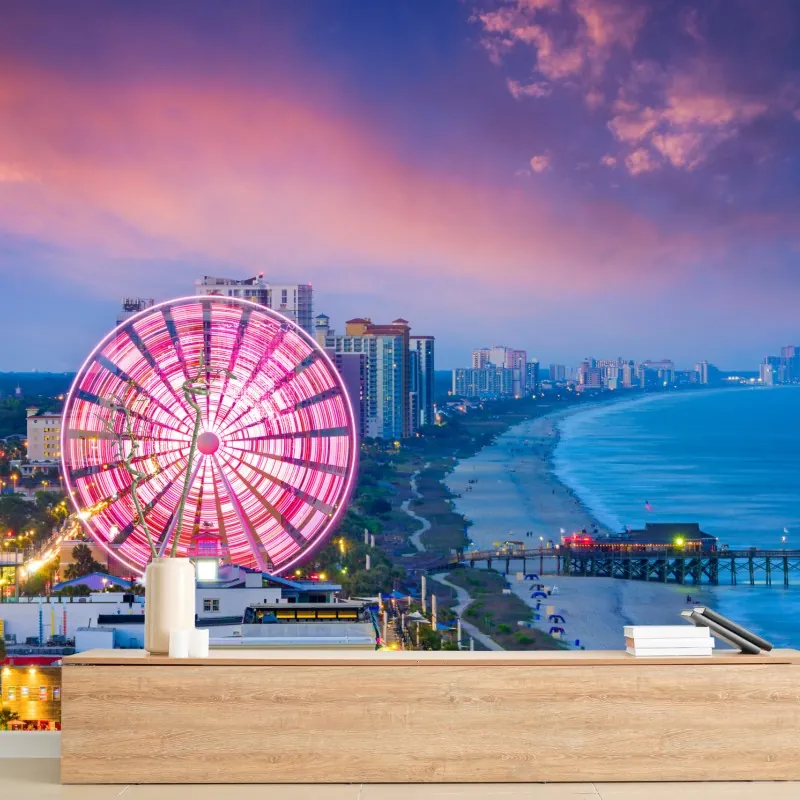 Fototapeta Myrtle Beach zachód słońca z diabelskim młynem