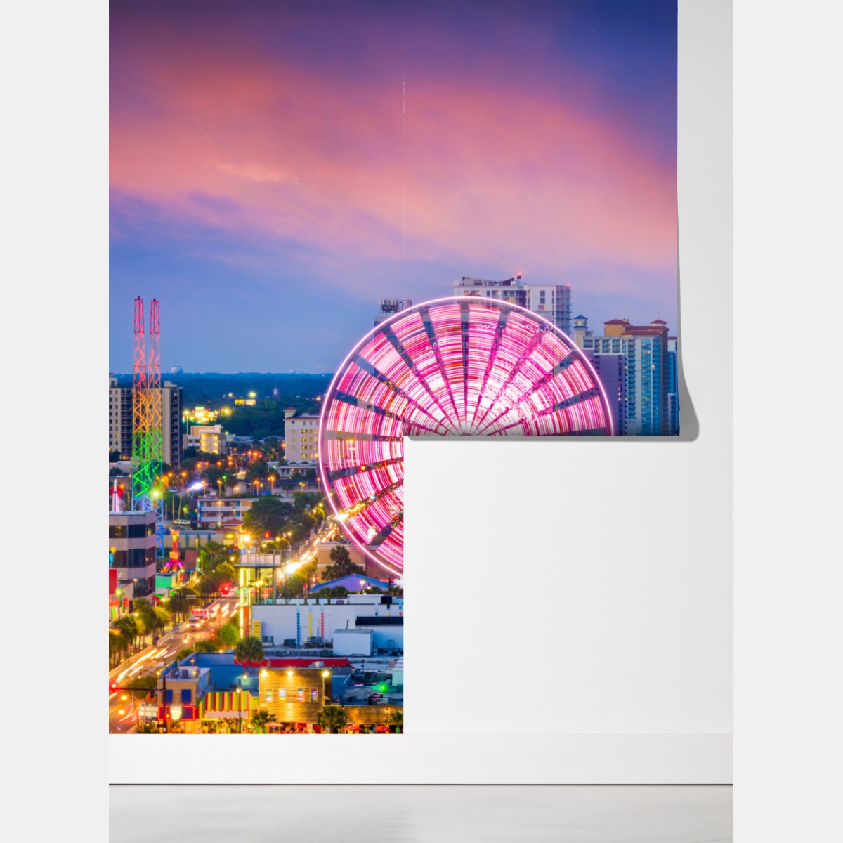 Fototapeta Myrtle Beach zachód słońca z diabelskim młynem – Wallissimo® Fototapeta Myrtle Beach zachód słońca z diabelskim młynem – Wallissimo®