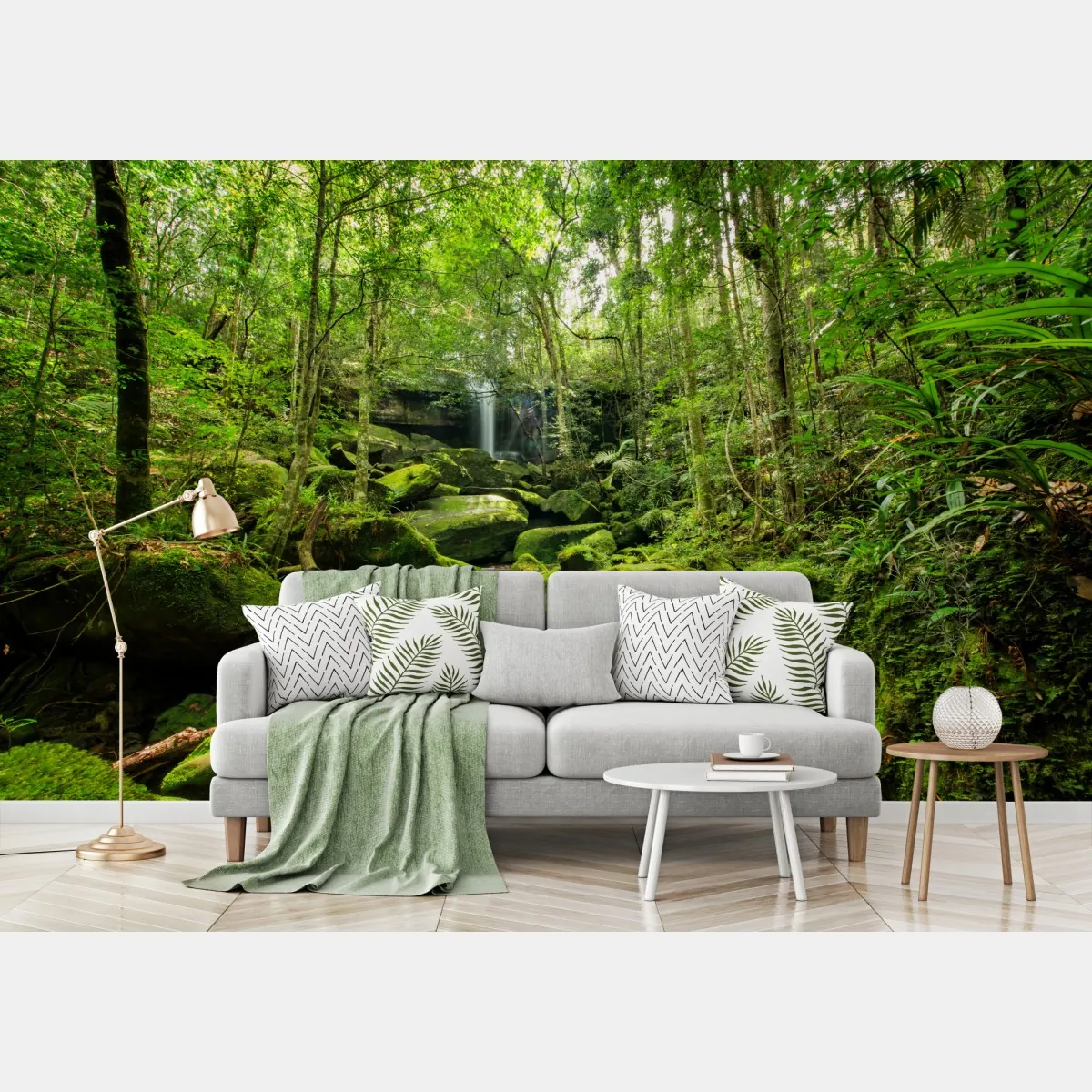 Fototapeta bujny mech i wodospad w tropikalnym lesie – Wallissimo® Fototapeta bujny mech i wodospad w tropikalnym lesie – Wallissimo®