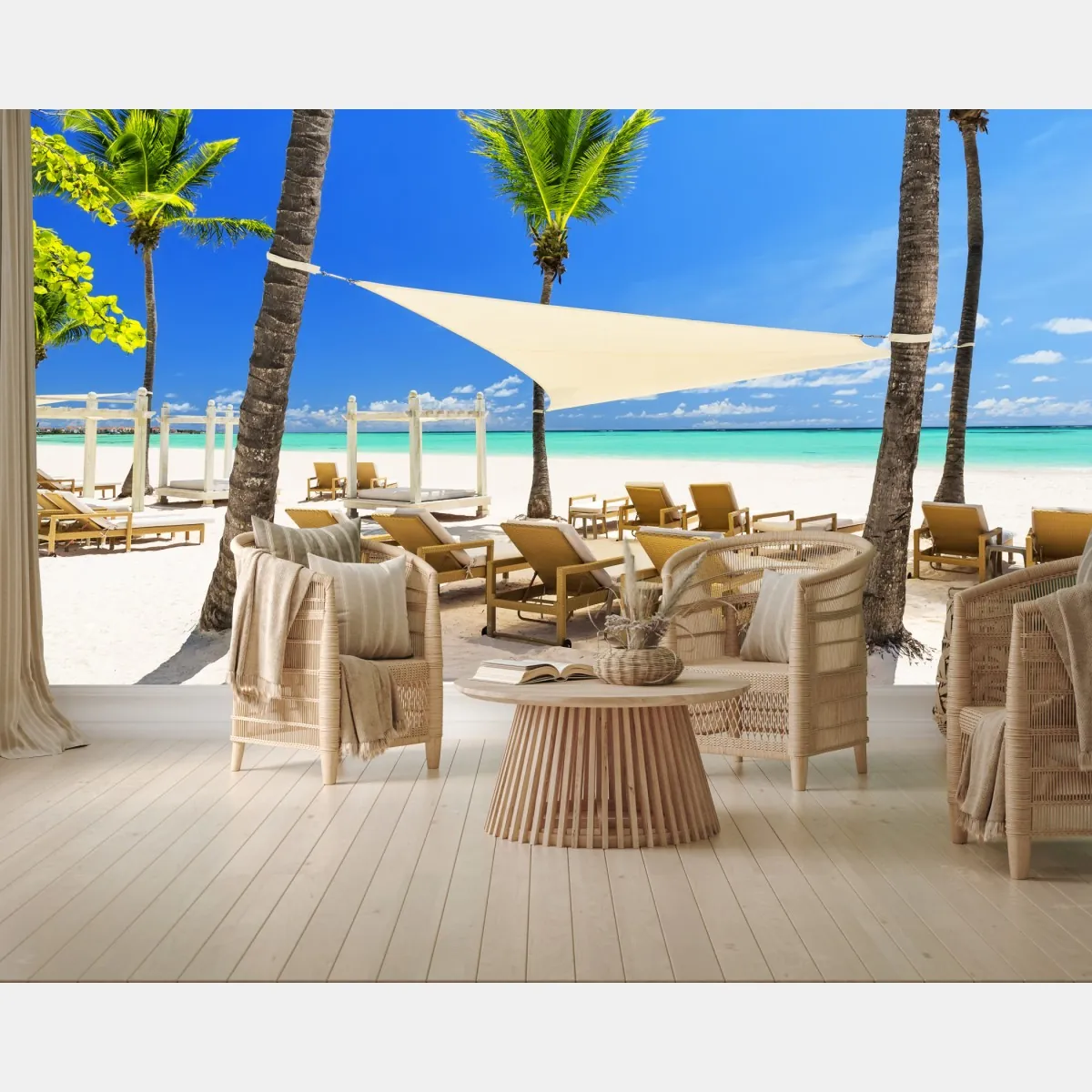 Fototapeta spokojna plaża w Cap Cana, Dominikana – Wallissimo® Fototapeta spokojna plaża w Cap Cana, Dominikana – Wallissimo®