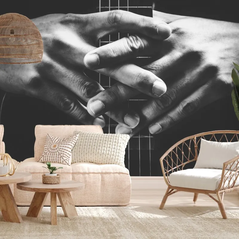 Fototapeta splątane ręce na strunach gitary