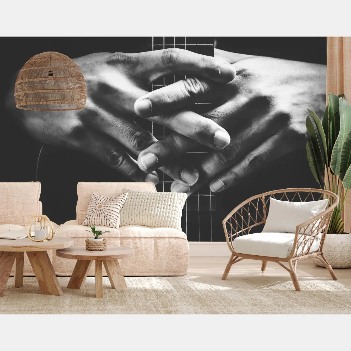 Fototapeta splątane ręce na strunach gitary – Wallissimo® Fototapeta splątane ręce na strunach gitary – Wallissimo®