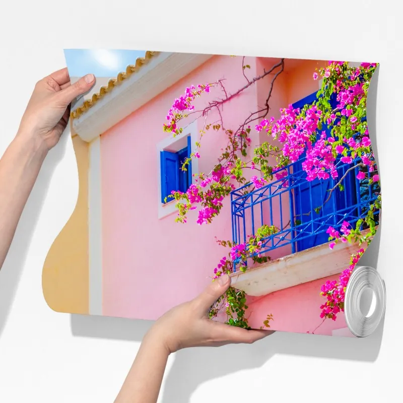 Fototapeta kolorowa ulica na Kefalonii – Wallissimo® Fototapeta kolorowa ulica na Kefalonii – Wallissimo®