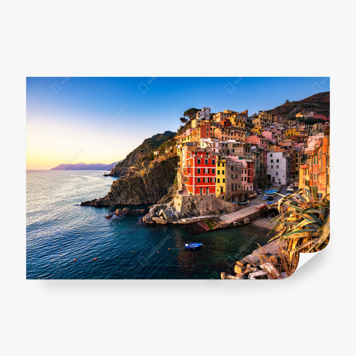 Fototapeta zachód słońca nad Riomaggiore, Cinque Terre – Wallissimo® Fototapeta zachód słońca nad Riomaggiore, Cinque Terre – Wallissimo®