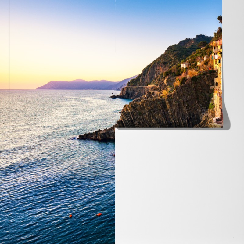 Fototapeta zachód słońca nad Riomaggiore, Cinque Terre – Wallissimo® Fototapeta zachód słońca nad Riomaggiore, Cinque Terre – Wallissimo®
