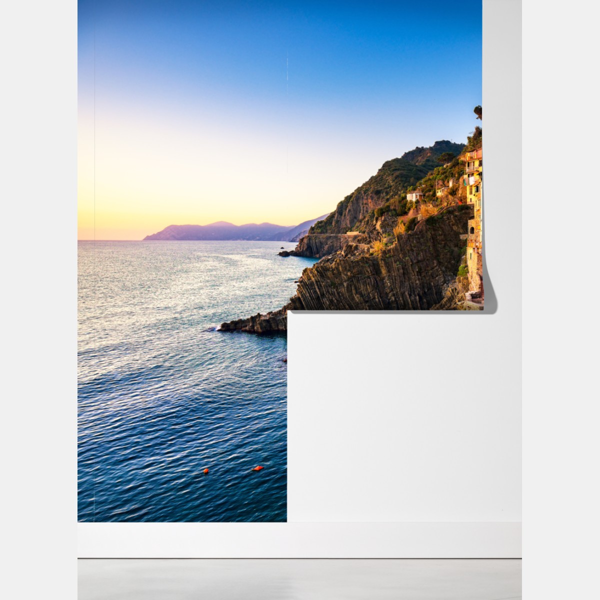 Fototapeta zachód słońca nad Riomaggiore, Cinque Terre – Wallissimo® Fototapeta zachód słońca nad Riomaggiore, Cinque Terre – Wallissimo®