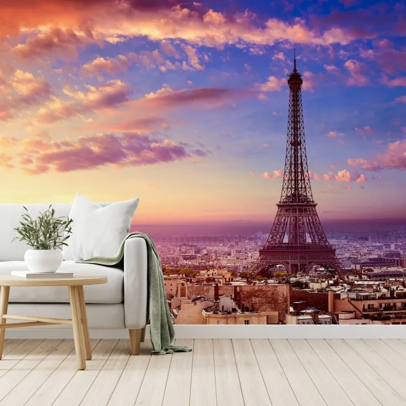 Fototapeta zachód słońca nad Wieżą Eiffla