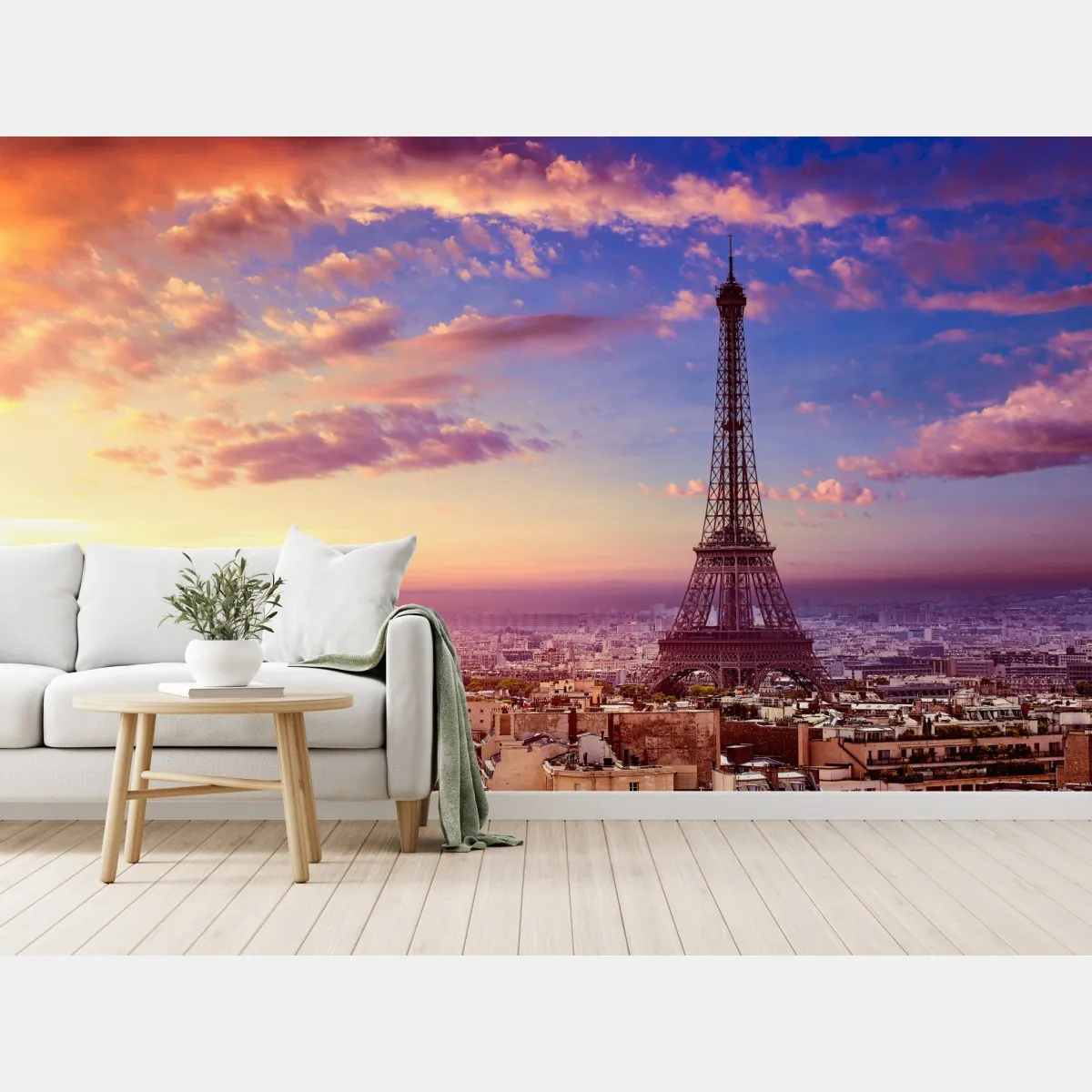 Fototapeta zachód słońca nad Wieżą Eiffla – Wallissimo® Fototapeta zachód słońca nad Wieżą Eiffla – Wallissimo®