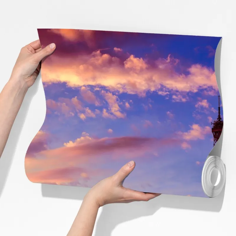 Fototapeta zachód słońca nad Wieżą Eiffla – Wallissimo® Fototapeta zachód słońca nad Wieżą Eiffla – Wallissimo®