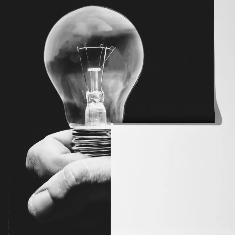 Fototapeta monochromatyczna ręka trzymająca żarówkę – Wallissimo® Fototapeta monochromatyczna ręka trzymająca żarówkę – Wallissimo®