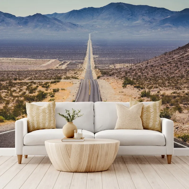 Fototapeta niekończąca się droga przez pustynię do gór