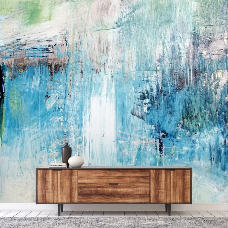 Fototapeta turkusowa abstrakcyjna faktura olejna
