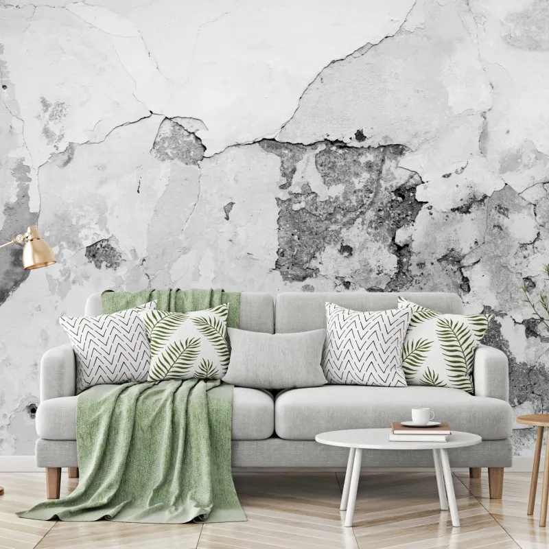 Fototapeta postarzony tynk na ścianie w odcieniach szarości