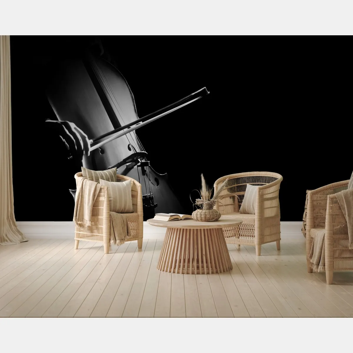 Fototapeta elegancka wiolonczela czarno-biała – Wallissimo® Fototapeta elegancka wiolonczela czarno-biała – Wallissimo®