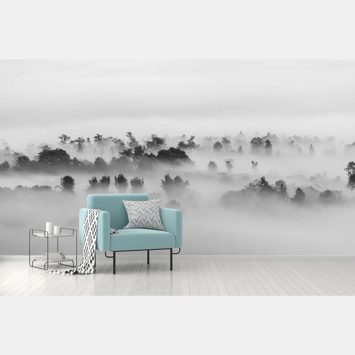 Fototapeta mglisty las czarno-biały – Wallissimo® Fototapeta mglisty las czarno-biały – Wallissimo®