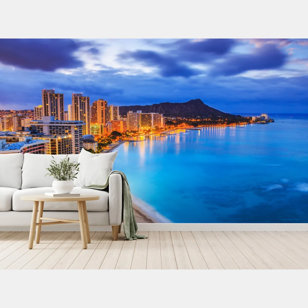 Fototapeta panorama Waikiki i Diamond Head o zmierzchu – Wallissimo® Fototapeta panorama Waikiki i Diamond Head o zmierzchu – Wallissimo®