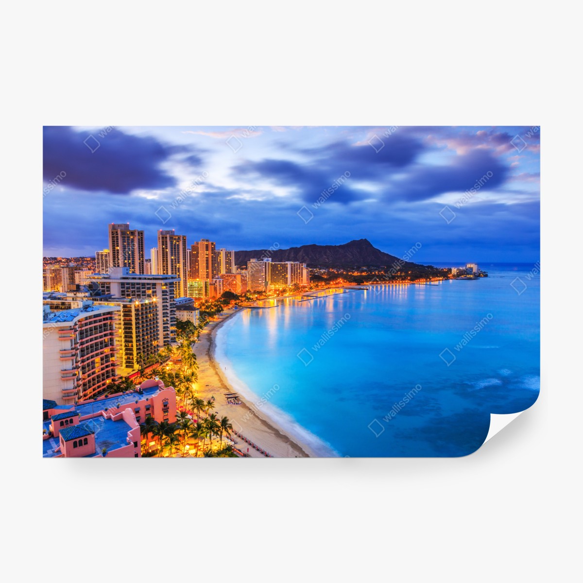 Fototapeta panorama Waikiki i Diamond Head o zmierzchu – Wallissimo® Fototapeta panorama Waikiki i Diamond Head o zmierzchu – Wallissimo®