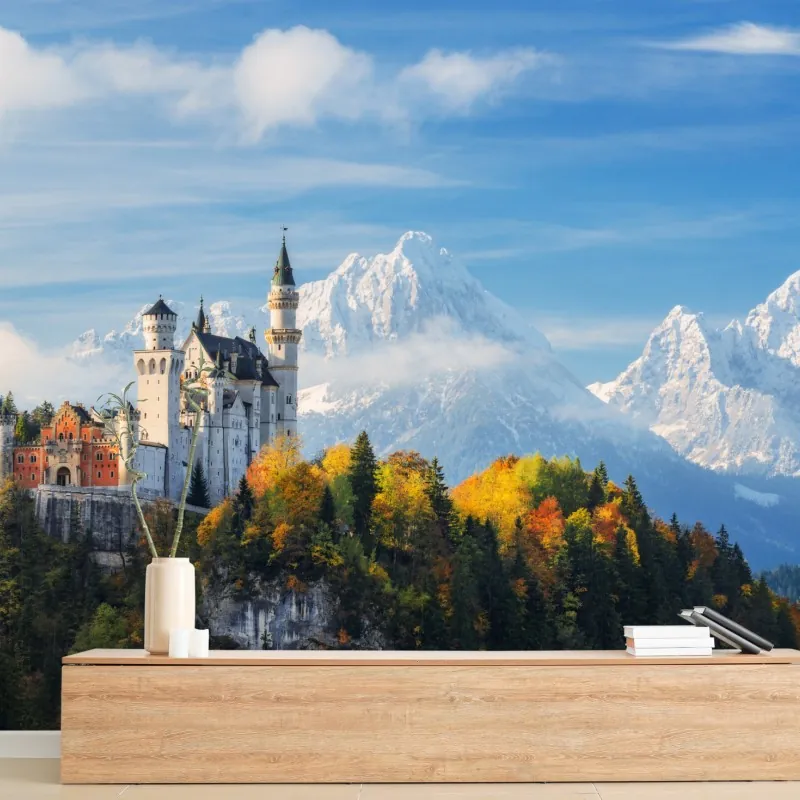 Fototapeta zamek jak z bajki w Alpach